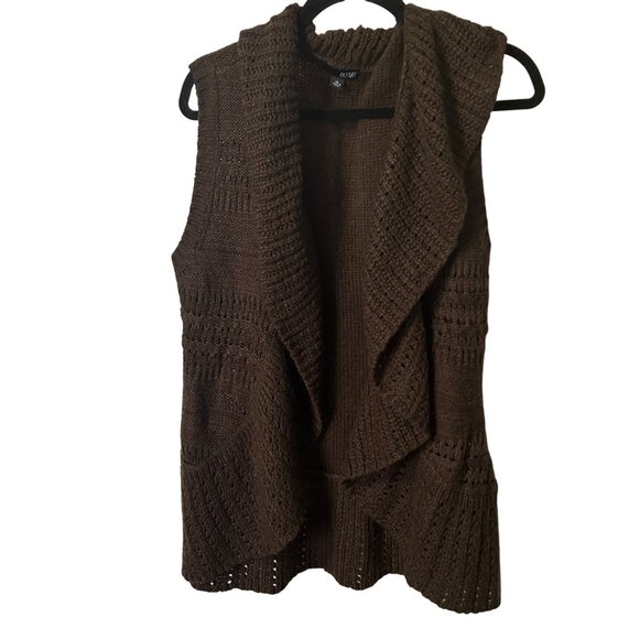 XL A.N.A Sleeveless Brown Knit Cardigan Vest With Open Front & Shawl Collar 1829 - Picture 1 of 8